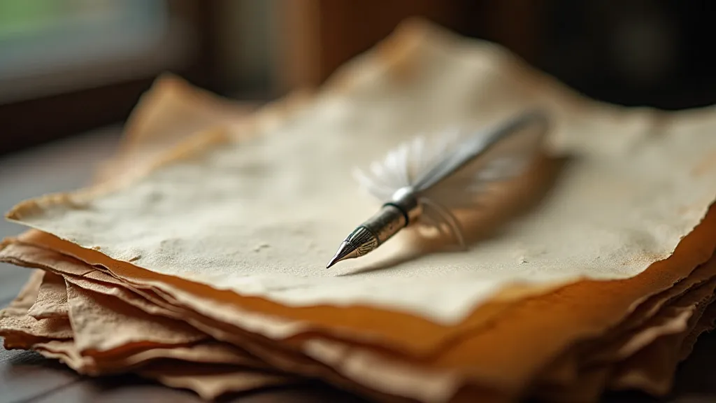Antique quill and parchment paper