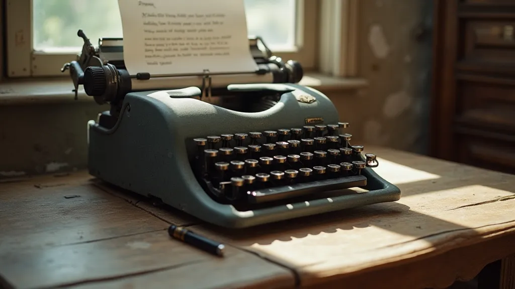 Vintage typewriter on a wooden desk with writing supplies