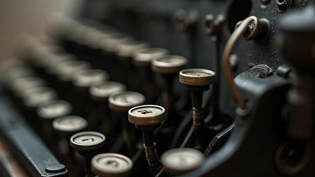 Close-up of a typewriter's inner mechanisms