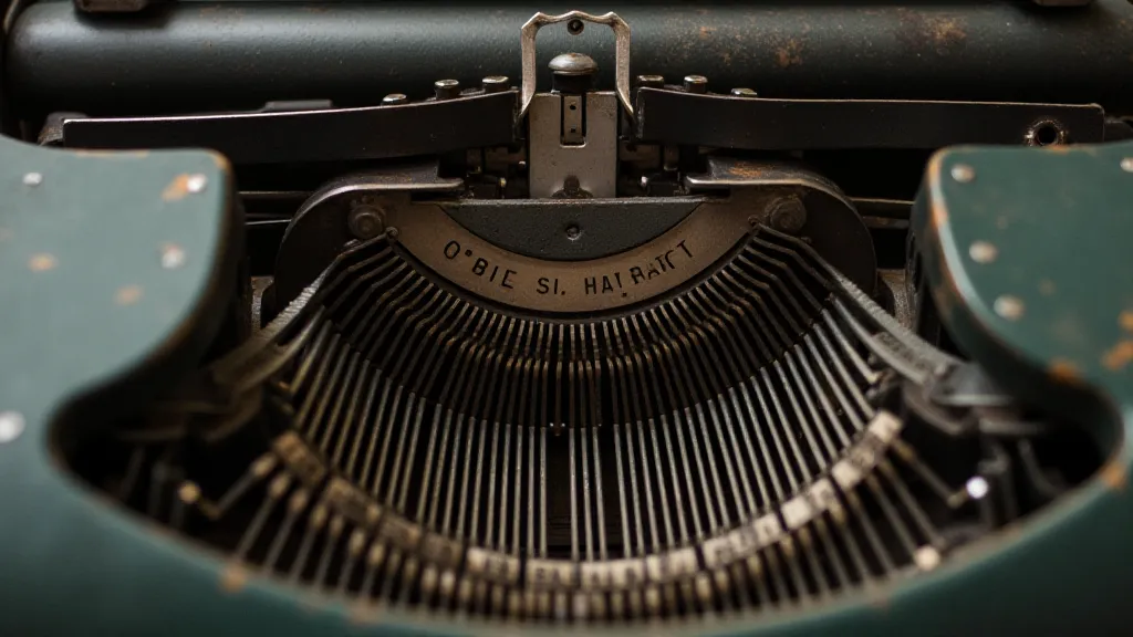 Close-up of a vintage typewriter's inner workings