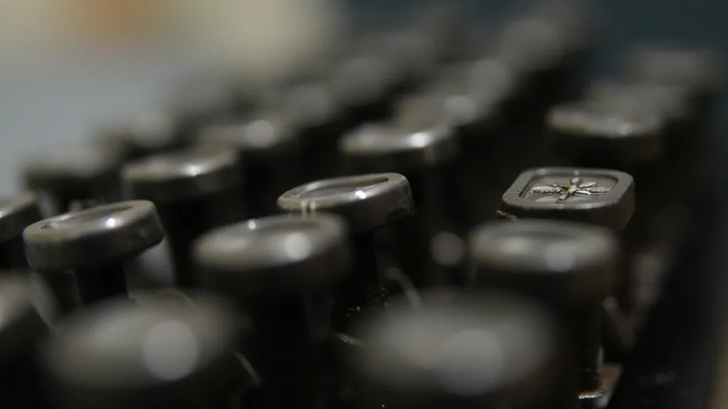 Close-up of a vintage typewriter key