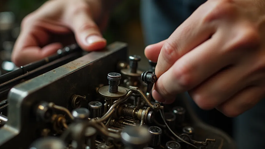 A craftsman restoring a vintage typewriter