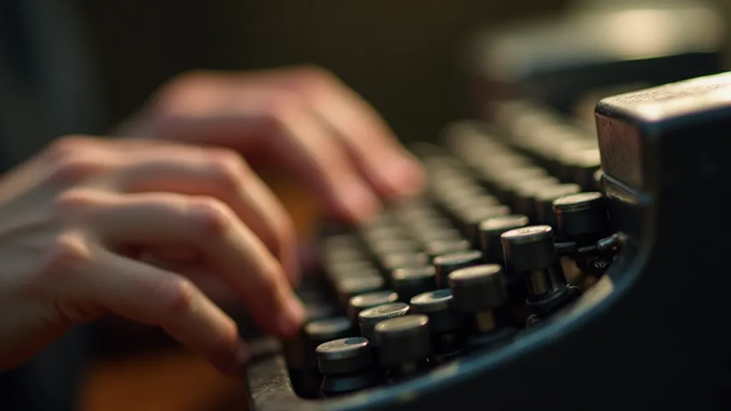 Person typing on a vintage typewriter.